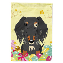 Load image into Gallery viewer, Easter Eggs Wire Haired Dachshund Dapple Flag Canvas House Size BB6128CHF