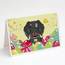 Load image into Gallery viewer, Easter Eggs Wire Haired Dachshund Dapple Greeting Cards -  Blank Note Cards – 8-Pack of Artist-Designed Cards with Envelopes