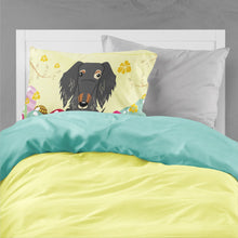 Load image into Gallery viewer, Easter Eggs Wire Haired Dachshund Dapple Fabric Standard Pillowcase – Artistic Decorative Front, White Back BB6128PILLOWCASE