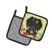 Load image into Gallery viewer, Easter Eggs Wire Haired Dachshund Dapple Pot Holders - Set of 2 - Heat-Resistant Kitchen Essentials BB6128PTHD