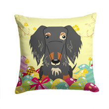 Load image into Gallery viewer, Easter Eggs Wire Haired Dachshund Dapple Throw Pillow - 14x14 Decorative Pillow – Art for Your Home &amp; Patio BB6128PW1414