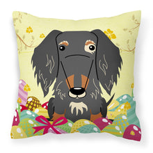 Load image into Gallery viewer, Easter Eggs Wire Haired Dachshund Dapple Fabric Decorative Pillow BB6128PW1818