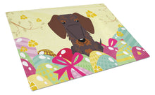 Load image into Gallery viewer, Easter Eggs Wire Haired Dachshund Chocolate Glass Cutting Boards – Durable, Decorative Kitchen Art Large BB6129LCB