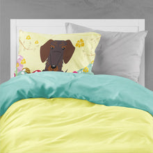 Load image into Gallery viewer, Easter Eggs Wire Haired Dachshund Chocolate Fabric Standard Pillowcase – Artistic Decorative Front, White Back BB6129PILLOWCASE