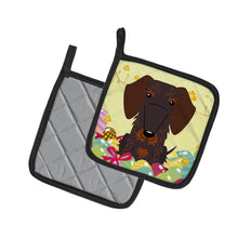 Load image into Gallery viewer, Easter Eggs Wire Haired Dachshund Chocolate Pot Holders - Set of 2 - Heat-Resistant Kitchen Essentials BB6129PTHD