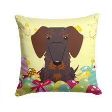 Load image into Gallery viewer, Easter Eggs Wire Haired Dachshund Chocolate Throw Pillow - 14x14 Decorative Pillow – Art for Your Home &amp; Patio BB6129PW1414