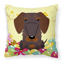 Load image into Gallery viewer, Easter Eggs Wire Haired Dachshund Chocolate Fabric Decorative Pillow BB6129PW1818