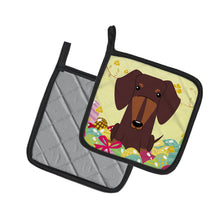 Load image into Gallery viewer, Easter Eggs Dachshund Chocolate Pot Holders - Set of 2 - Heat-Resistant Kitchen Essentials BB6131PTHD
