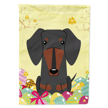 Load image into Gallery viewer, Easter Eggs Dachshund Black Tan Flag Canvas House Size BB6132CHF