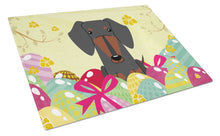 Load image into Gallery viewer, Easter Eggs Dachshund Black Tan Glass Cutting Boards – Durable, Decorative Kitchen Art Large BB6132LCB
