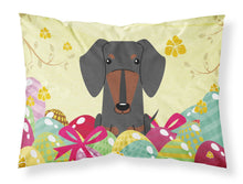 Load image into Gallery viewer, Easter Eggs Dachshund Black Tan Fabric Standard Pillowcase – Artistic Decorative Front, White Back BB6132PILLOWCASE