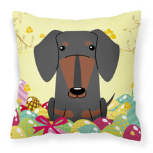 Load image into Gallery viewer, Easter Eggs Dachshund Black Tan Fabric Decorative Pillow BB6132PW1818