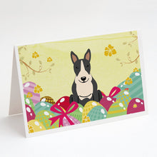 Load image into Gallery viewer, Easter Eggs Bull Terrier Black White Greeting Cards -  Blank Note Cards – 8-Pack of Artist-Designed Cards with Envelopes