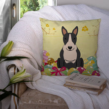 Load image into Gallery viewer, Easter Eggs Bull Terrier Black White Throw Pillow - 14x14 Decorative Pillow – Art for Your Home &amp; Patio BB6133PW1414