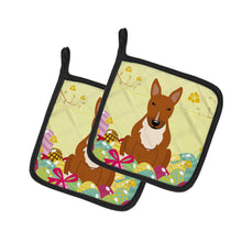 Load image into Gallery viewer, Easter Eggs Bull Terrier Red Pot Holders - Set of 2 - Heat-Resistant Kitchen Essentials BB6134PTHD