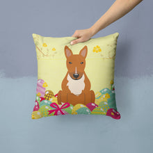 Load image into Gallery viewer, Easter Eggs Bull Terrier Red Throw Pillow - 14x14 Decorative Pillow – Art for Your Home &amp; Patio BB6134PW1414