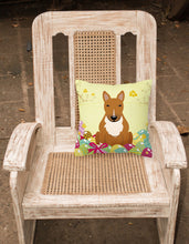 Load image into Gallery viewer, Easter Eggs Bull Terrier Red Fabric Decorative Pillow BB6134PW1818