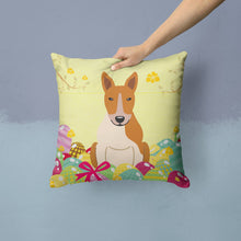 Load image into Gallery viewer, Easter Eggs Bull Terrier Red White Throw Pillow - 14x14 Decorative Pillow – Art for Your Home &amp; Patio BB6135PW1414