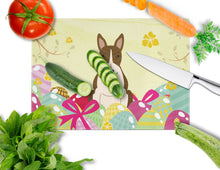 Load image into Gallery viewer, Easter Eggs Bull Terrier Dark Brindle Glass Cutting Boards – Durable, Decorative Kitchen Art Large BB6136LCB