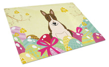 Load image into Gallery viewer, Easter Eggs Bull Terrier Dark Brindle Glass Cutting Boards – Durable, Decorative Kitchen Art Large BB6136LCB