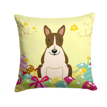 Load image into Gallery viewer, Easter Eggs Bull Terrier Dark Brindle Throw Pillow - 14x14 Decorative Pillow – Art for Your Home &amp; Patio BB6136PW1414