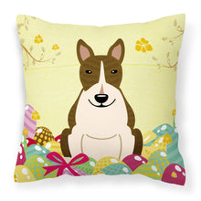 Load image into Gallery viewer, Easter Eggs Bull Terrier Dark Brindle Fabric Decorative Pillow BB6136PW1818