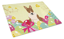Load image into Gallery viewer, Easter Eggs Bull Terrier Brindle Glass Cutting Boards – Durable, Decorative Kitchen Art Large BB6137LCB