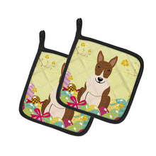 Load image into Gallery viewer, Easter Eggs Bull Terrier Brindle Pot Holders - Set of 2 - Heat-Resistant Kitchen Essentials BB6137PTHD
