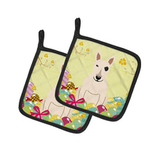 Load image into Gallery viewer, Easter Eggs Bull Terrier White Pot Holders - Set of 2 - Heat-Resistant Kitchen Essentials BB6138PTHD