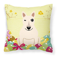 Load image into Gallery viewer, Easter Eggs Bull Terrier White Fabric Decorative Pillow BB6138PW1818