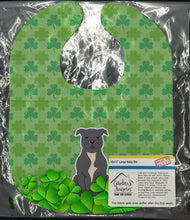 Load image into Gallery viewer, Staffordshire Bull Terrier Blue Shamrocks Baby Bib BB6187BIB