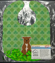 Load image into Gallery viewer, Staffordshire Bull Terrier Brown Shamrocks Baby Bib BB6188BIB