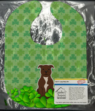 Load image into Gallery viewer, Staffordshire Bull Terrier Chocolate Shamrocks Baby Bib BB6189BIB