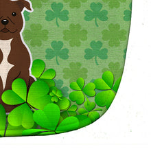 Load image into Gallery viewer, Staffordshire Bull Terrier Chocolate Shamrocks Baby Bib BB6189BIB