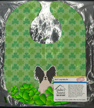 Load image into Gallery viewer, Papillon Black White Shamrocks Baby Bib BB6217BIB