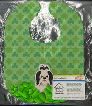 Load image into Gallery viewer, Shih Tzu Black White Shamrocks Baby Bib BB6229BIB