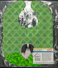 Load image into Gallery viewer, Pekingnese Black White Shamrocks Baby Bib BB6246BIB