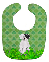 Load image into Gallery viewer, White Boxer Cooper Shamrocks Baby Bib BB6255BIB