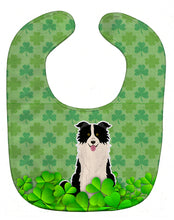Load image into Gallery viewer, Border Collie Black White Shamrocks Baby Bib BB6259BIB