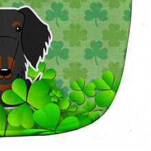Load image into Gallery viewer, Wire Haired Dachshund Black Tan Shamrocks Baby Bib BB6268BIB