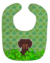 Load image into Gallery viewer, Dachshund Chocolate Shamrocks Baby Bib BB6272BIB