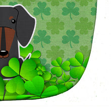 Load image into Gallery viewer, Dachshund Black Tan Shamrocks Baby Bib BB6273BIB