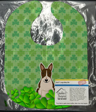Load image into Gallery viewer, Bull Terrier Dark Brindle Shamrocks Baby Bib BB6277BIB