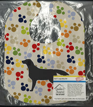 Load image into Gallery viewer, Black Labrador Retriever Pawprints Baby Bib BB6313BIB