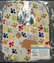 Load image into Gallery viewer, Red Border Collie Pawprints Baby Bib BB6327BIB