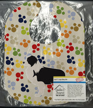 Load image into Gallery viewer, Black Border Collie Pawprints Baby Bib BB6328BIB