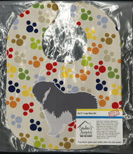 Load image into Gallery viewer, Polish Lowland Sheepdog Dog Pawprints Baby Bib BB6337BIB