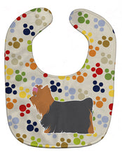 Load image into Gallery viewer, Yorkshire Terrier Yorkie Pawprints Baby Bib BB6339BIB