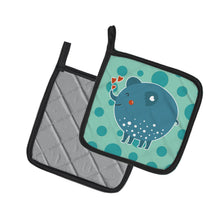 Load image into Gallery viewer, Blue Elephant Pot Holders - Set of 2 - Heat-Resistant Kitchen Essentials BB6733PTHD