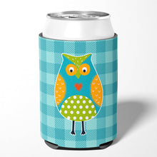 Load image into Gallery viewer, Owl on Blue Plaid Can or Bottle Hugger BB6755CC